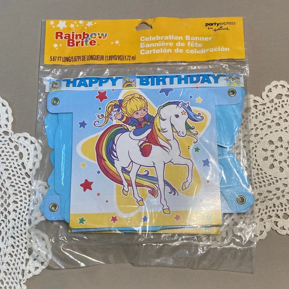 Vintage Rainbow Brite Happy Birthday Banner Set